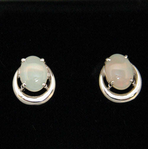 Sterling Silver Solid  Opal Earrings (ssse100)