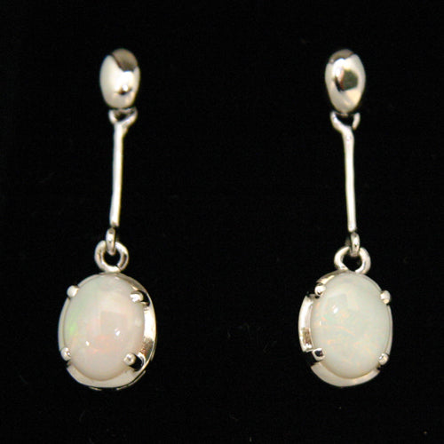 Drop Sterling Silver Claw Set Solid Opal Earrings (ssse220)