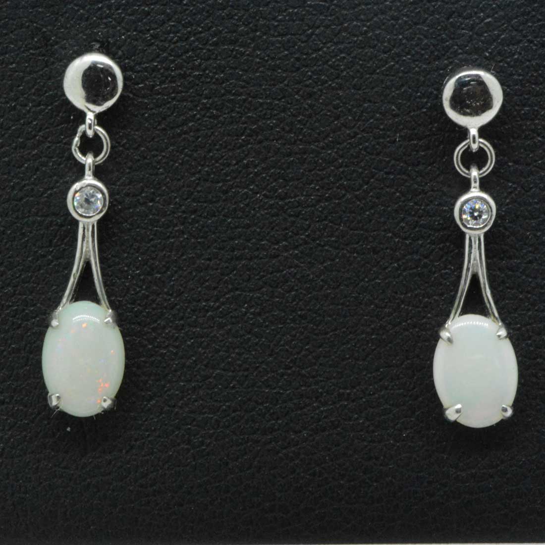 Ladies sterling silver solid opal earrings (ssse83)