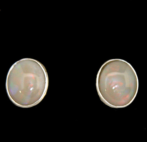 Sterling Silver Beazel Set Solid Opal Earrings