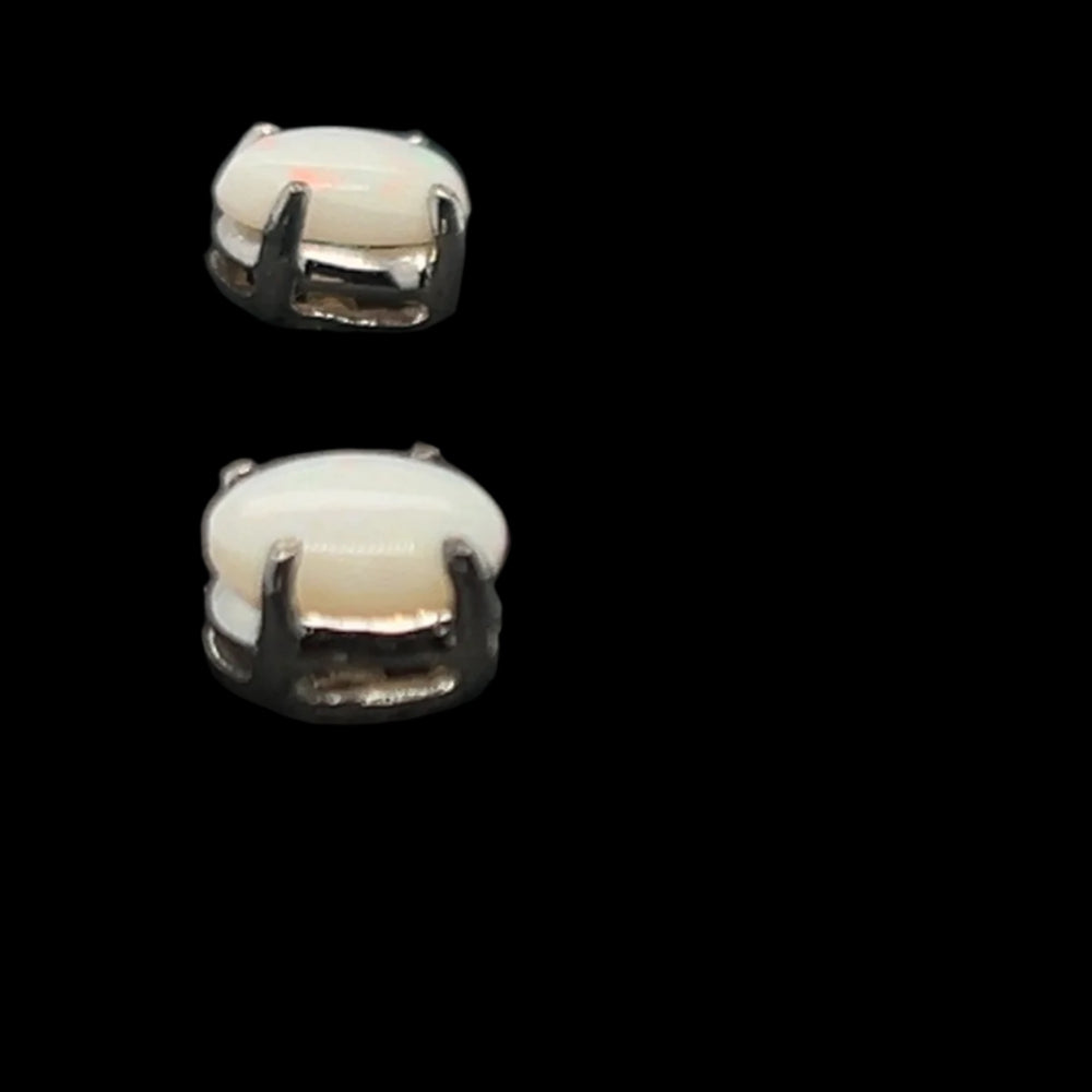 Oval Sterling Silver Solid Opal Earrings (ssse5)