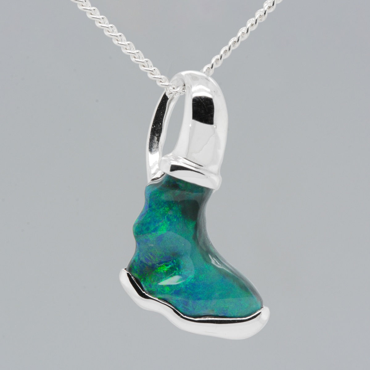 Sterling Silver Solid Black Opal Pendant