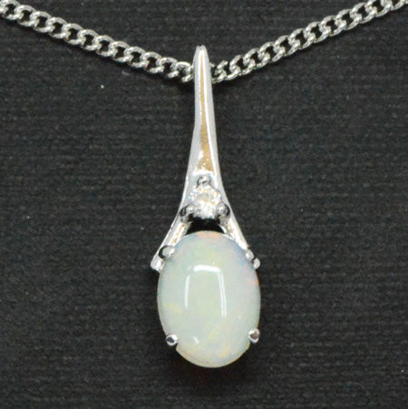Claw Set Sterling Silver Solid Opal Pendant
