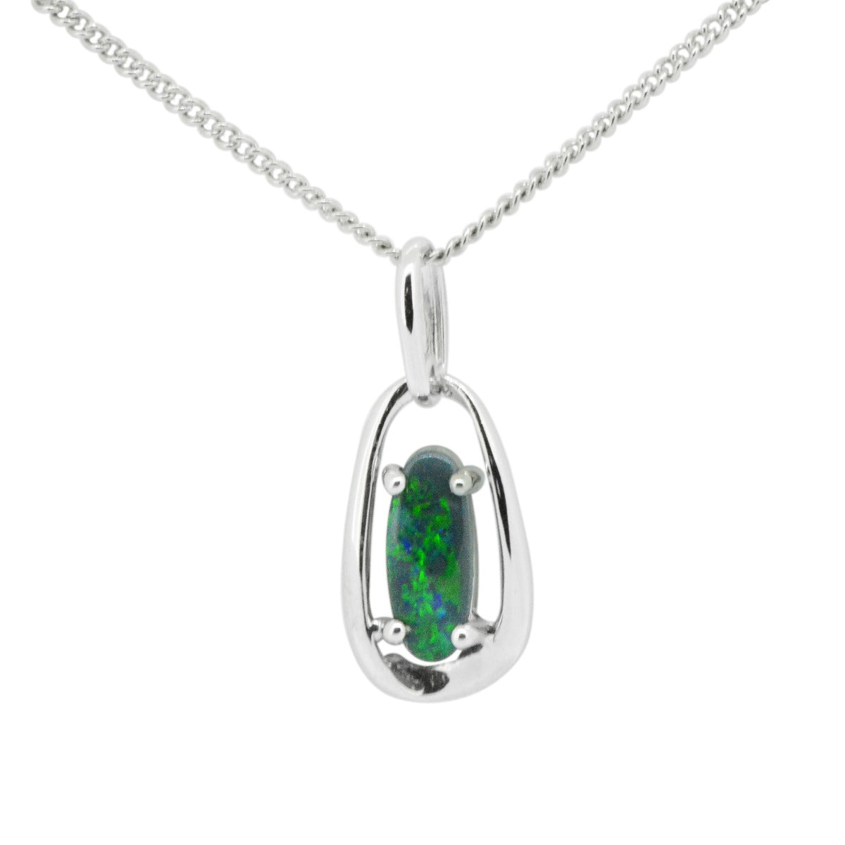 Sterling Silver Black Opal Pendant (SSBP7284)