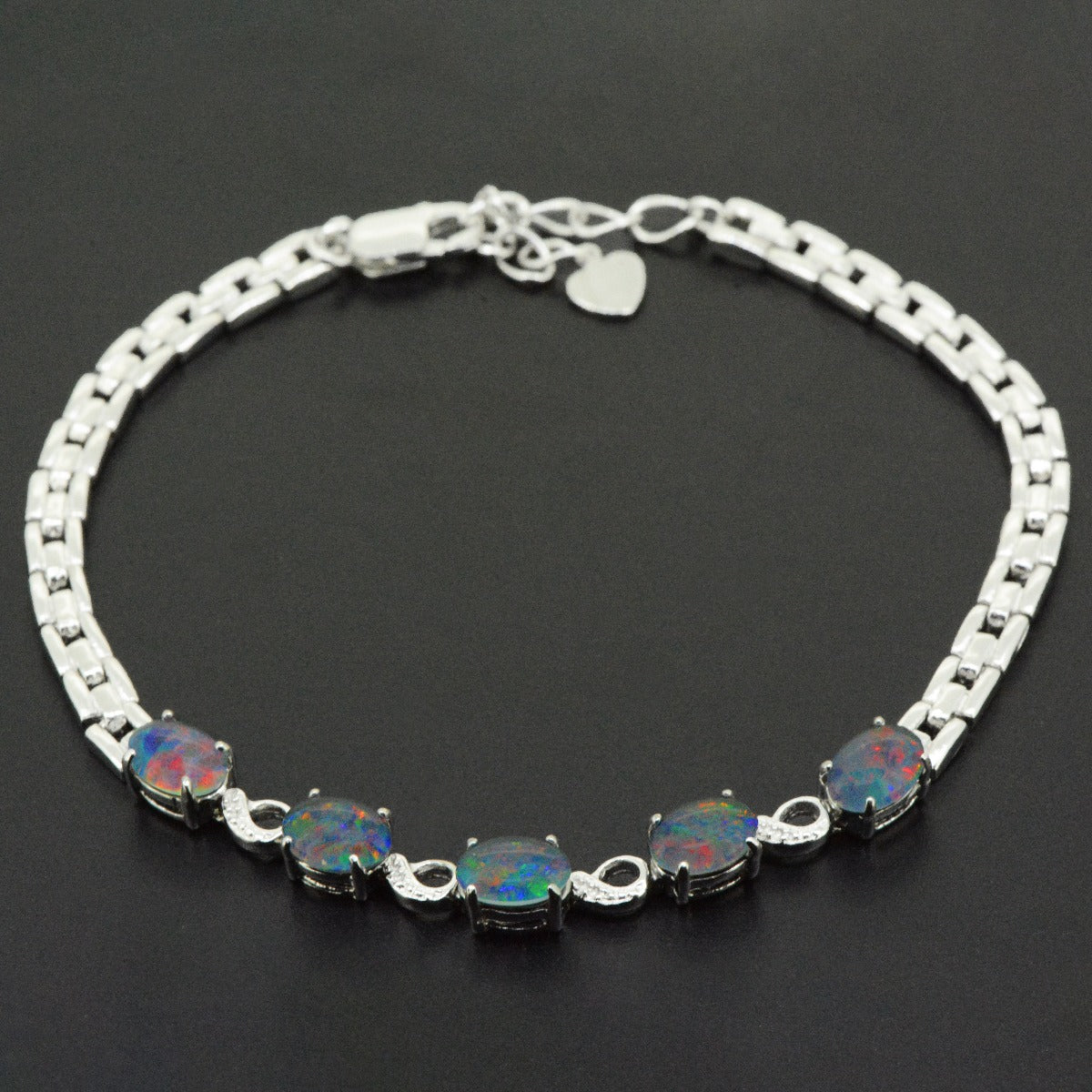 Sterling Silver Triplet Opal Bracelet (sstb7491)