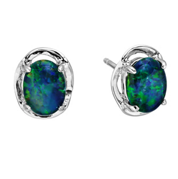 Sterling Silver Claw Set Triplet Opal Earrings (sste60)