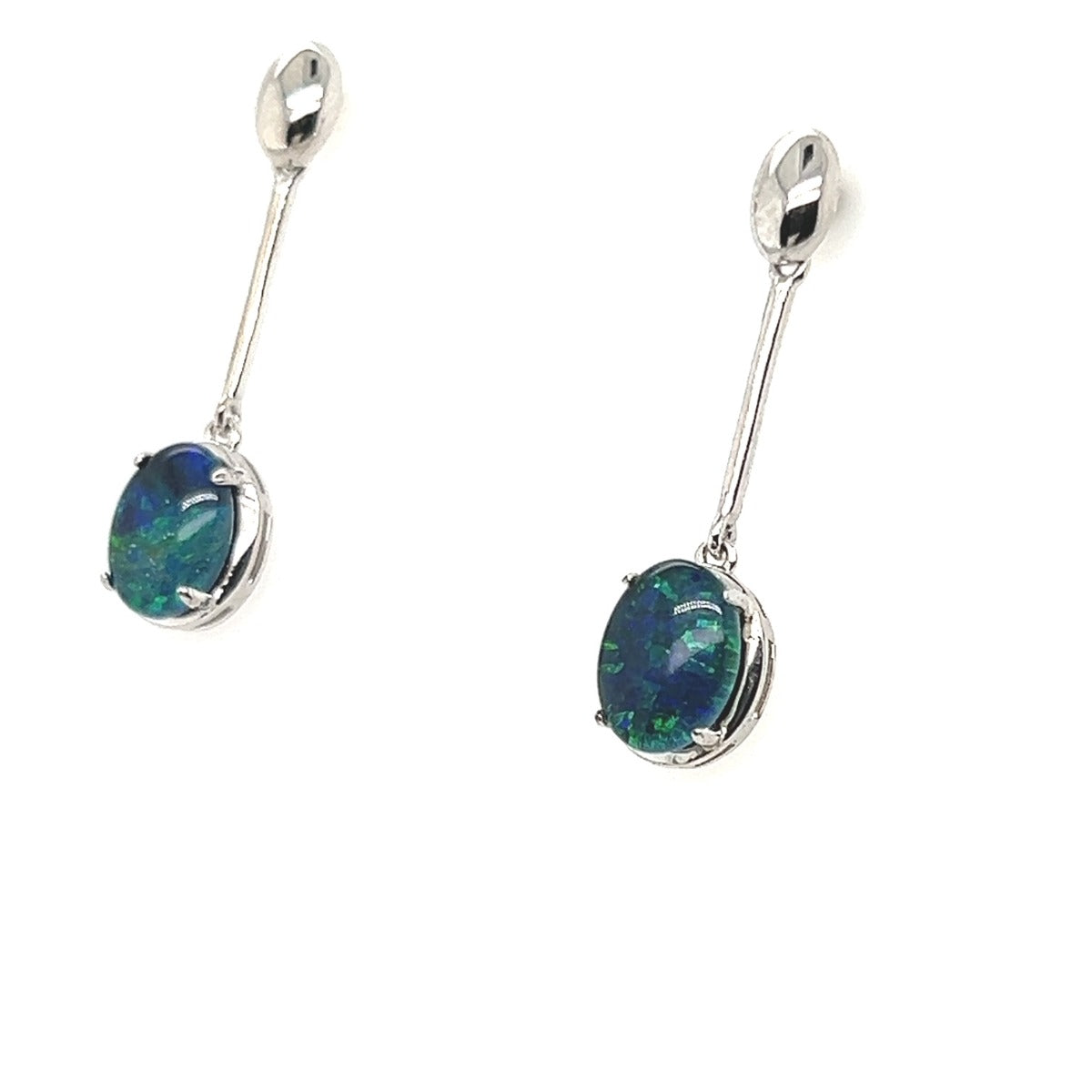 Sterling Silver Drop Claw Set Triplet Opal Earrings (sstea10)