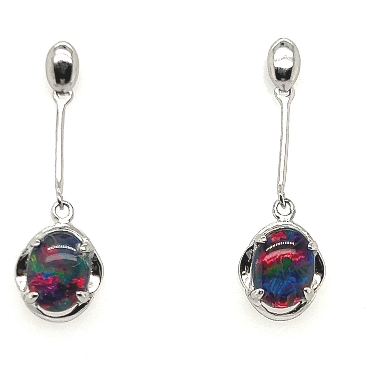 Sterling Silver Triplet Opal Drop Earrings (sstea50)