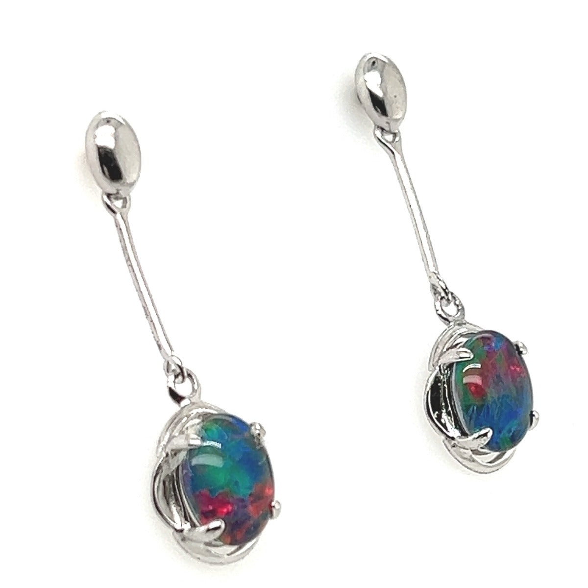 Sterling Silver Triplet Opal Drop Earrings (sstea50)