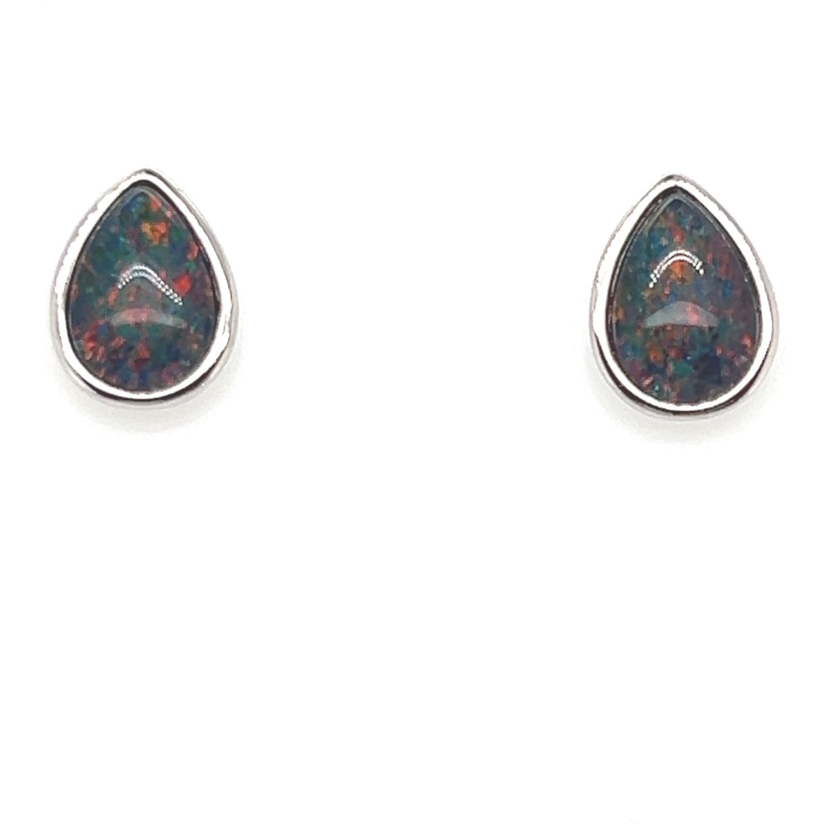 Tear Drop Sterling Silver Triplet Opal Earrings (sste20)