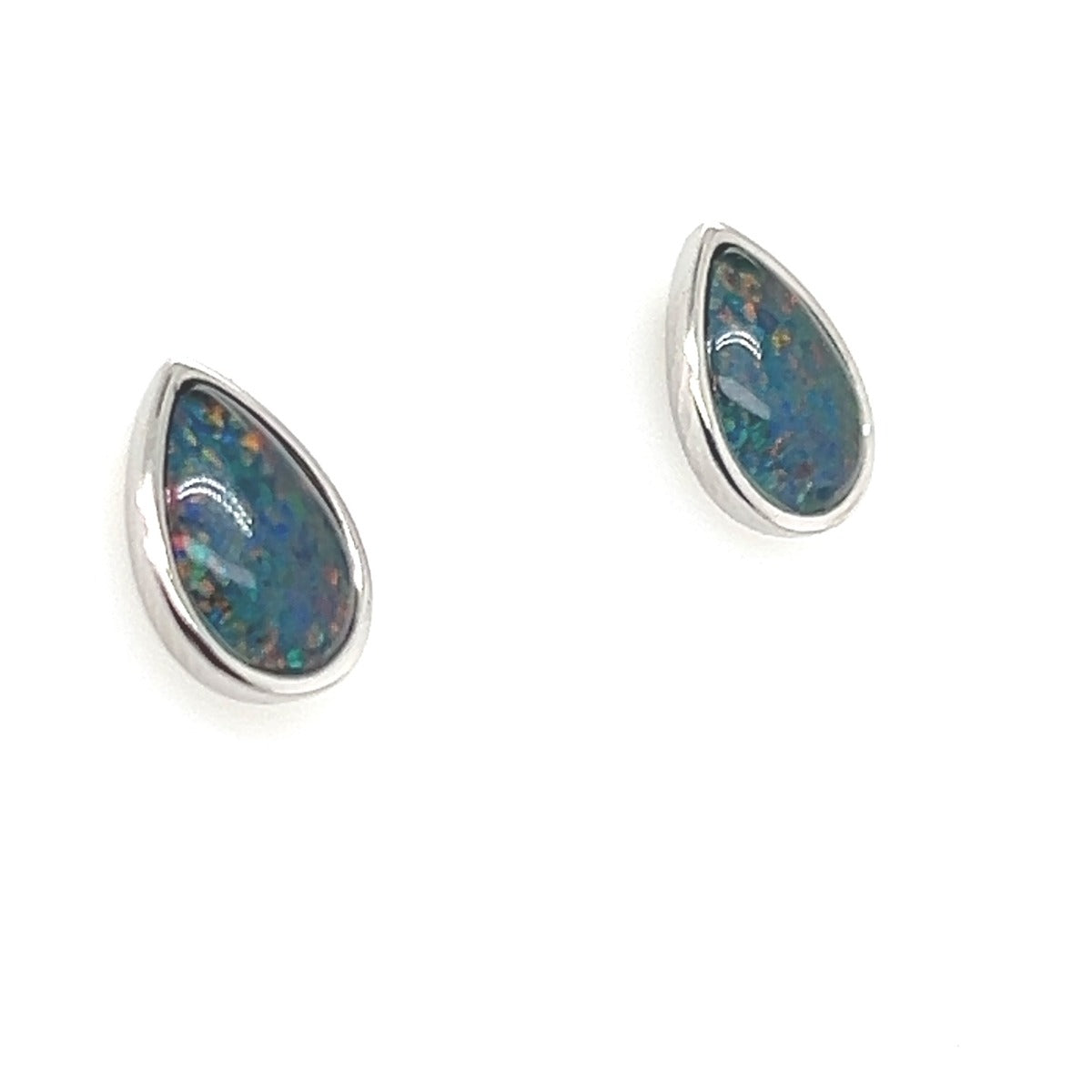 Tear Drop Sterling Silver Triplet Opal Earrings (sste20)