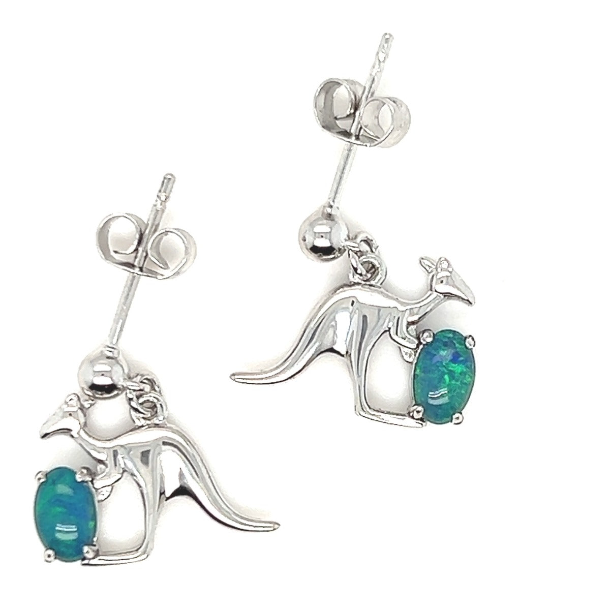 Sterling silver triplet opal kangaroo earrings (sste80)