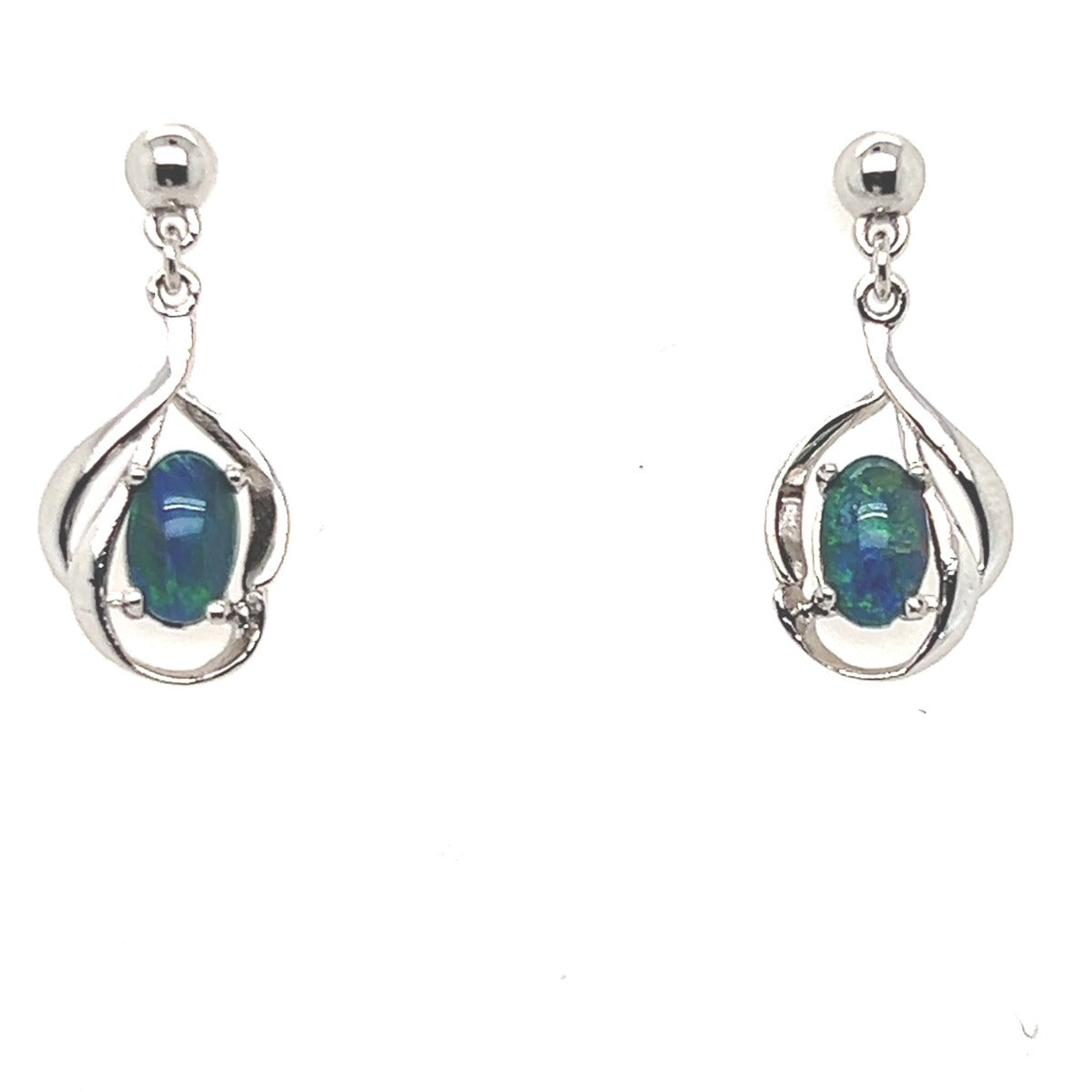 Sterling Silver Hanging Claw Set Triplet Opal Earrings (sste41)