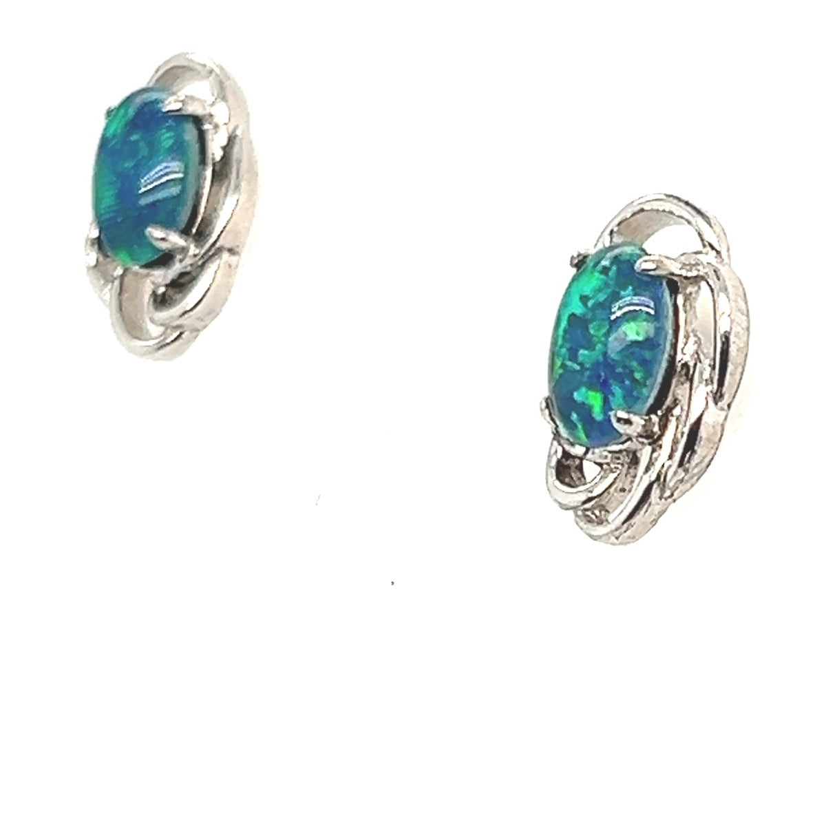 Sterling Silver Triplet Opal Earrings (sste76)