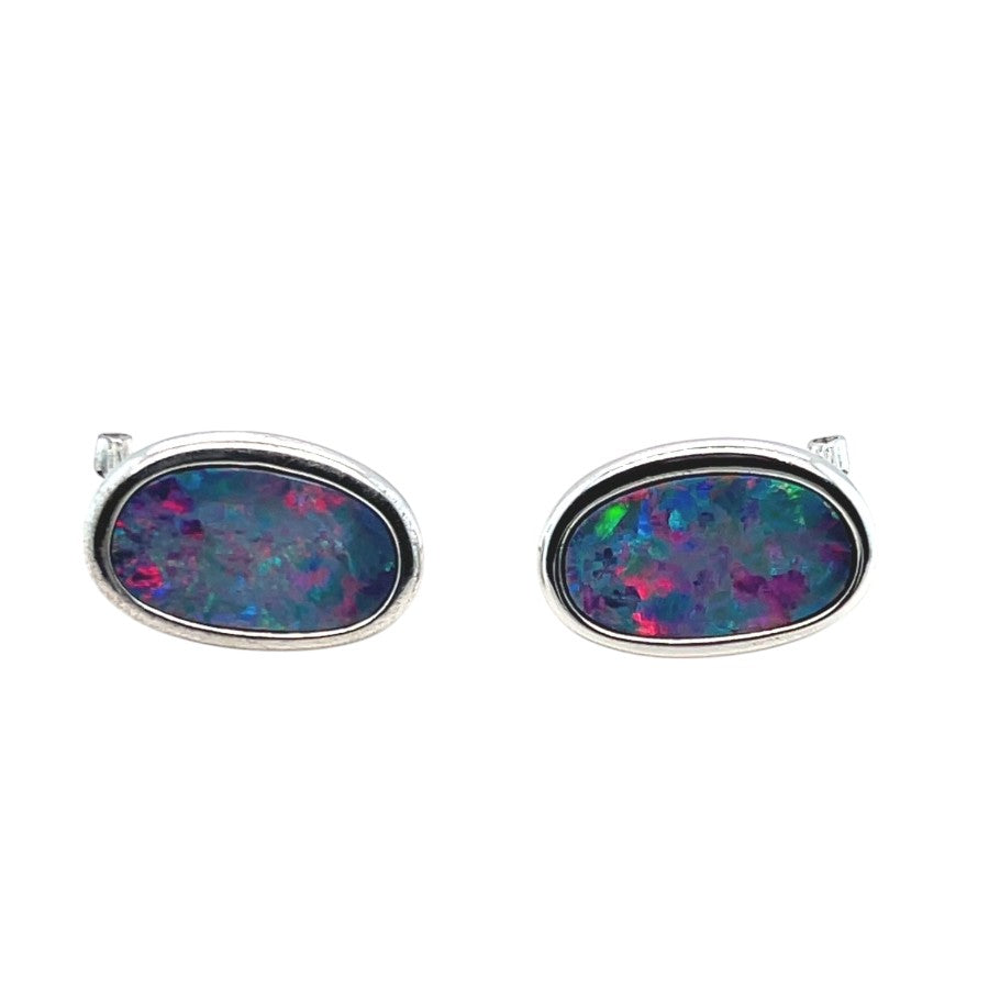 Sterling Silver Doublet Opal earrings (ssde963)