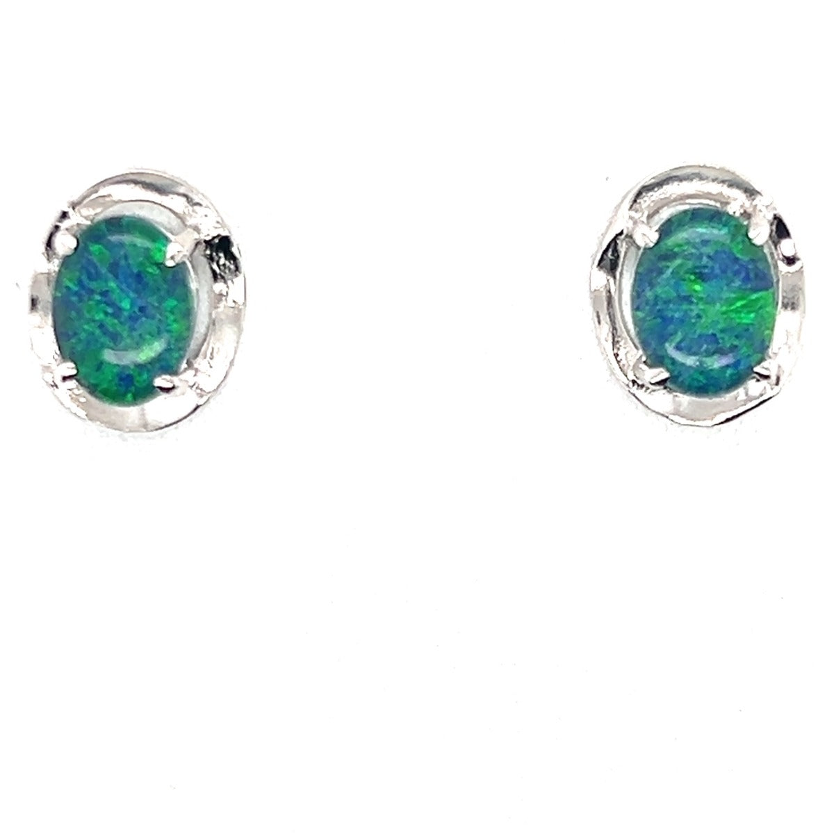 Sterling Silver Claw Set Triplet Opal Earrings (sste60)