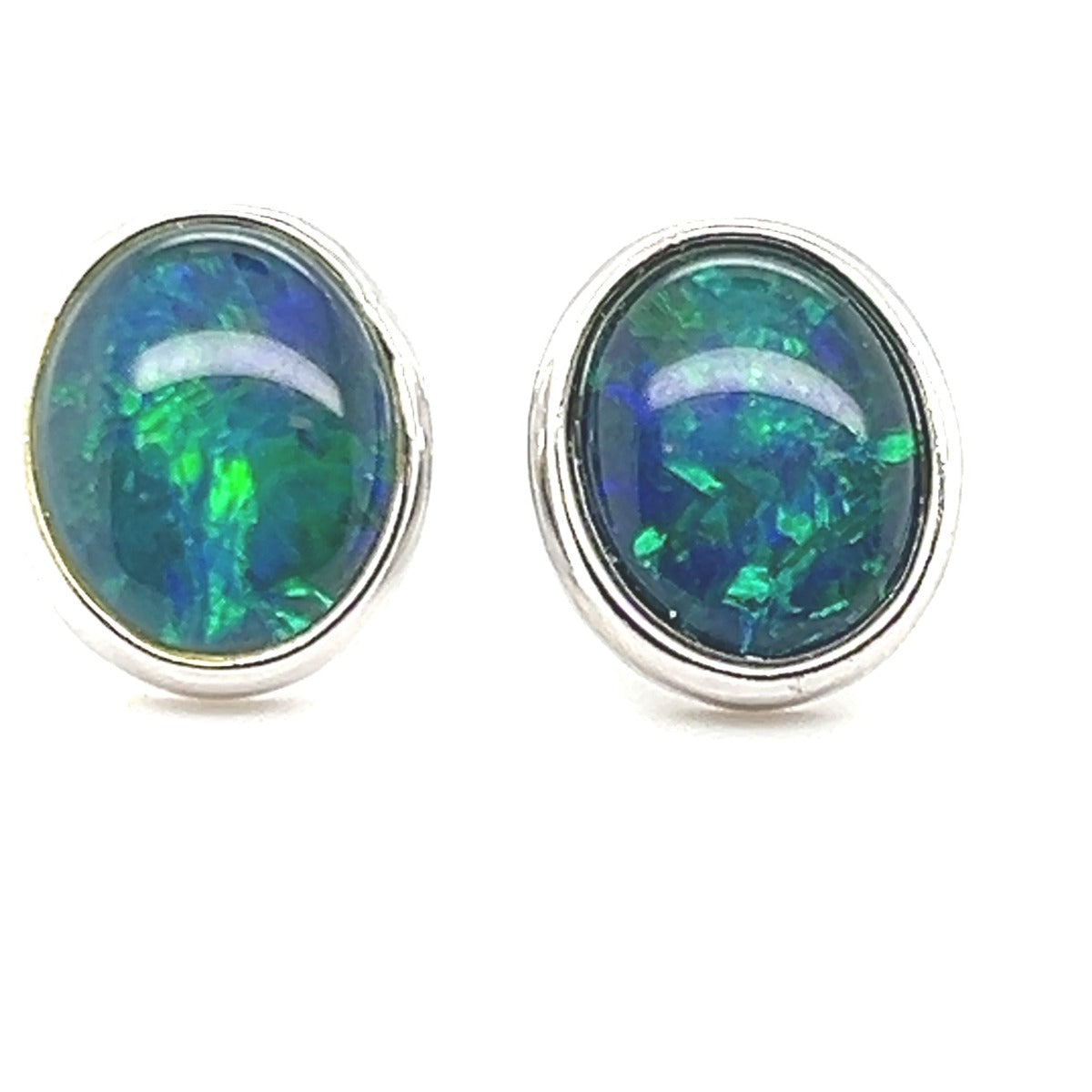 Sterling Silver Set Triplet Opal Earrings (SSTE97)