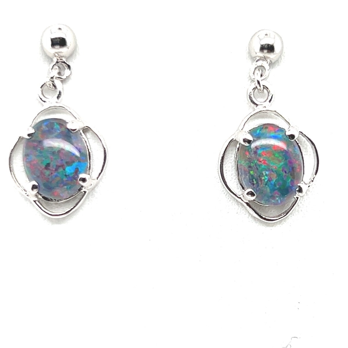 Sterling Silver Claw Set Triplet Opal Earrings (SSTE33)