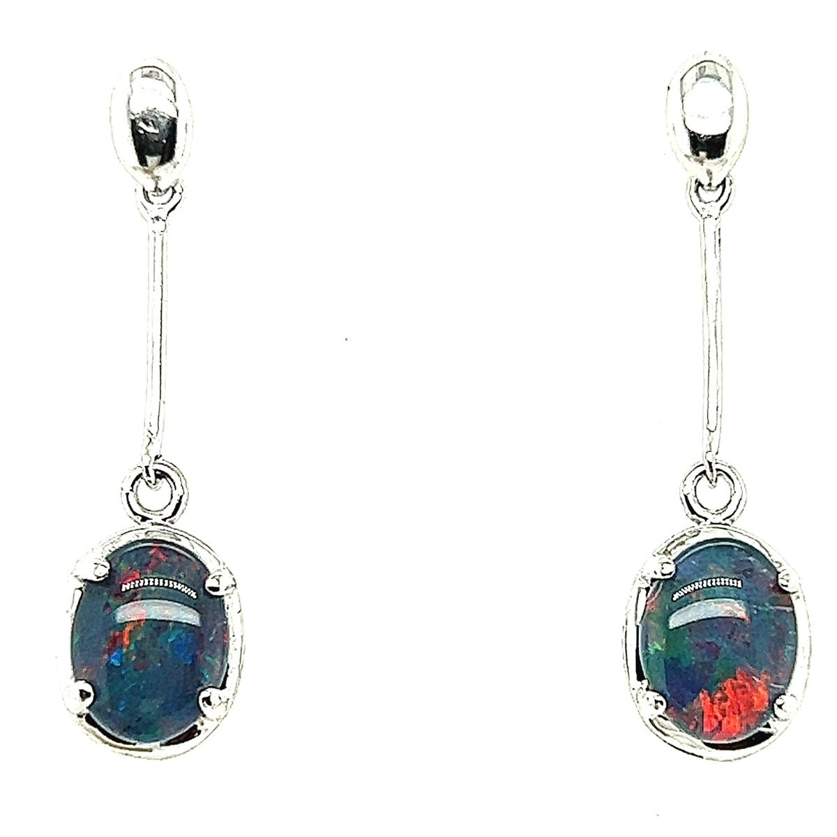 Sterling silver drop  triplet opal earrings (sste32e)