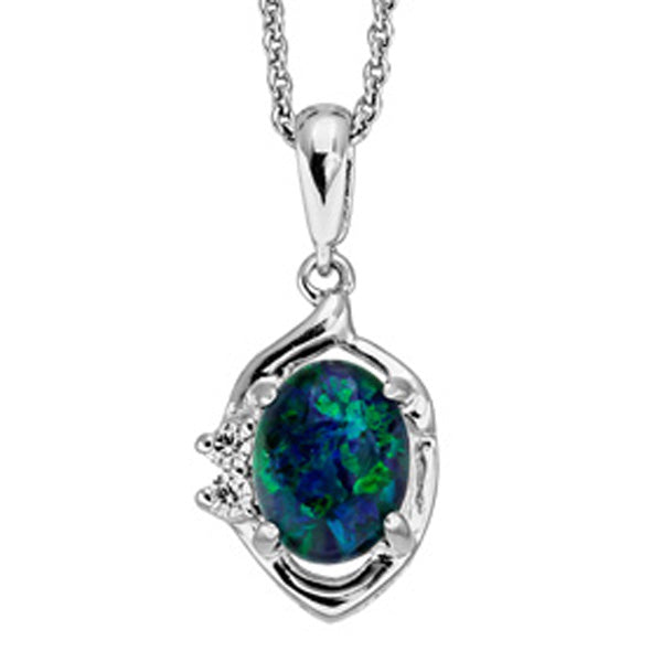 STERLING SILVER CLAW SET TRIPLET OPAL (sstp11), PENDANT WITH 2 CRYSTALS