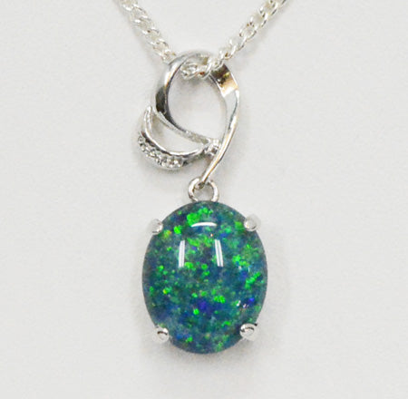 STERLING SILVER TRIPLET OPAL 11mmX9mm, PENDANT (sstp1406)