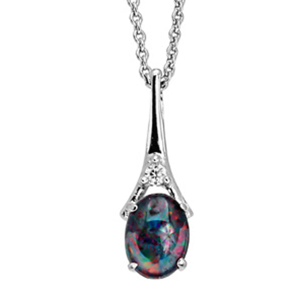 STERLING SILVER CLAW SET TRIPLET OPAL (sstp15), PENDANT WITH A SINGLE CRYSTAL