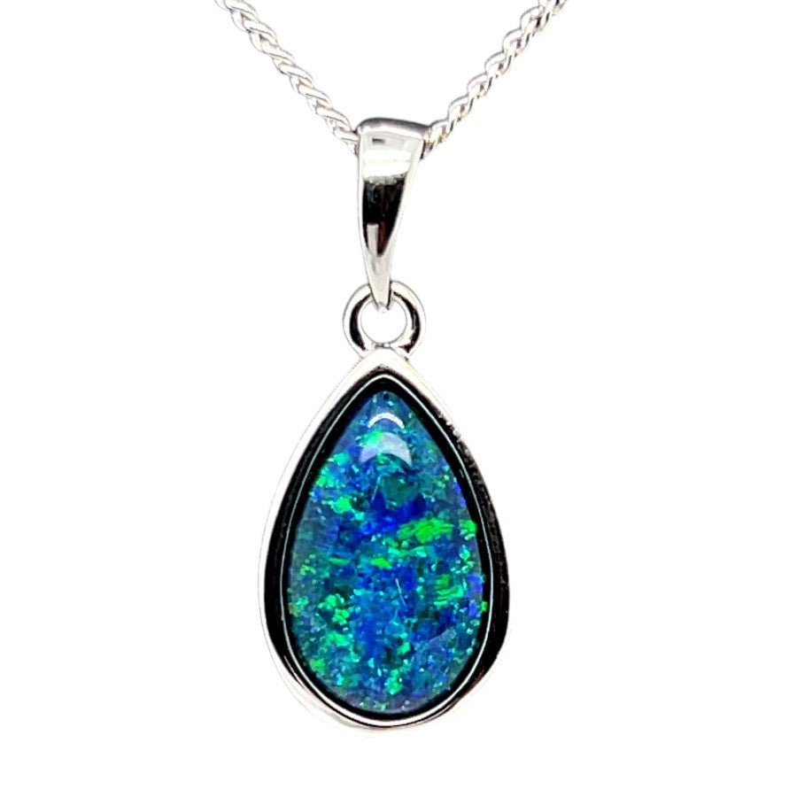 STERLING SILVER TEAR DROP TRIPLET OPAL PENDANT (sstp1212)