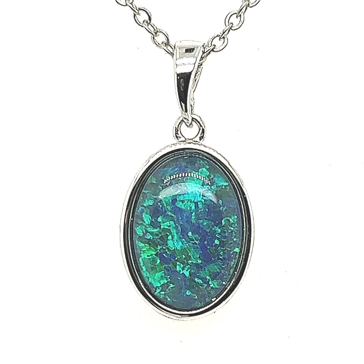 STERLING SILVER BEAZEL SET TRIPLET OPAL 14MM X 10MM, PENDANT (sstp5)