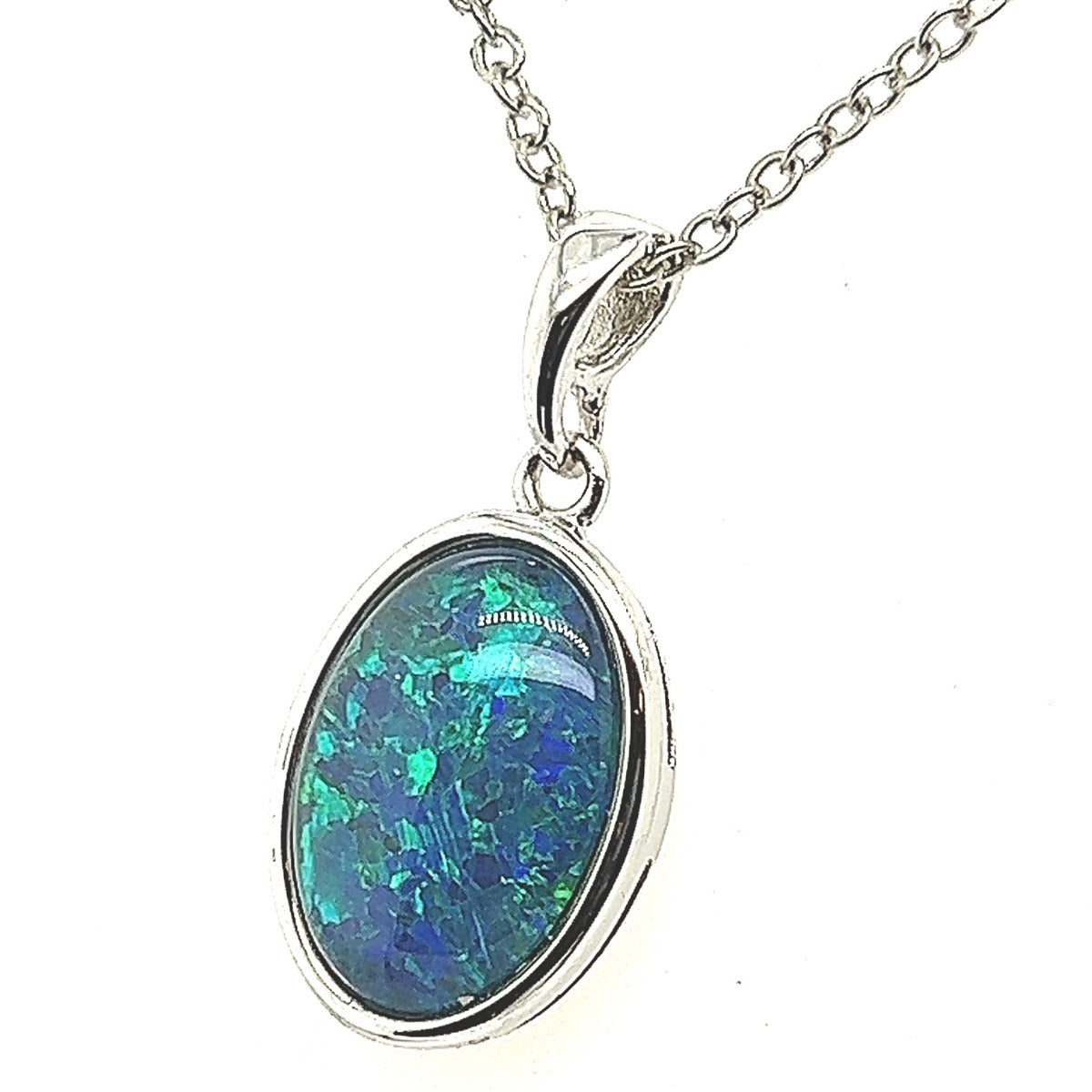 STERLING SILVER BEAZEL SET TRIPLET OPAL 14MM X 10MM, PENDANT (sstp5)