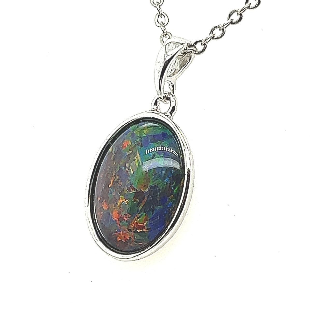 STERLING SILVER BEAZEL SET TRIPLET OPAL 16MM X 12MM, PENDANT (sstp3)