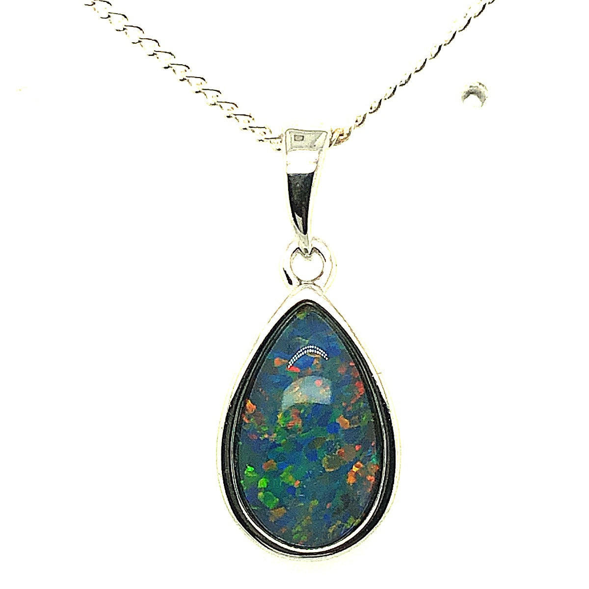 STERLING SILVER TEAR DROP TRIPLET OPAL PENDANT (sstp1212)