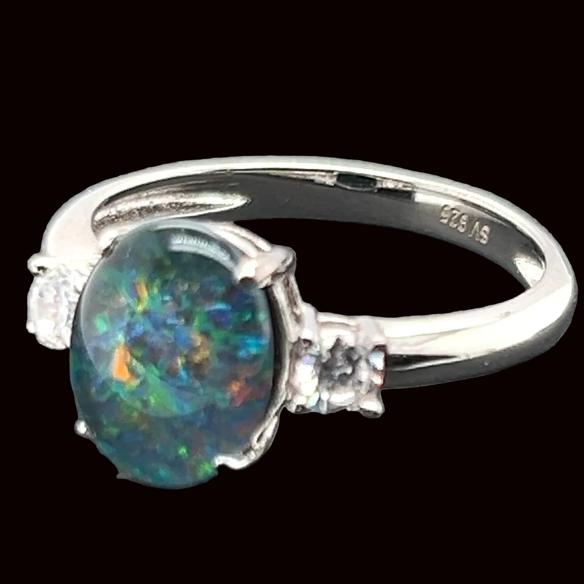 STERLING SILVER TRIPLET OPAL RING (SSTR3381)