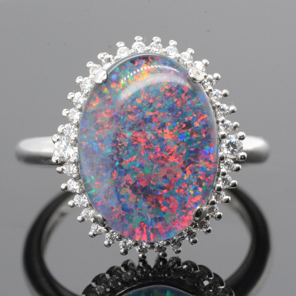 Sterling Silver Triplet Opal Ring (16x12)