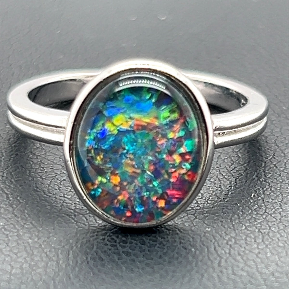 Sterling Silver Triplet Opal Ring (sstr6782)