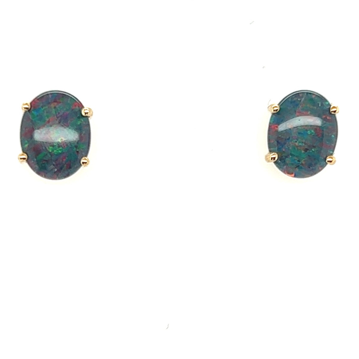 9ct  Yellow Gold Triplet Opal Earrings  (te1004)