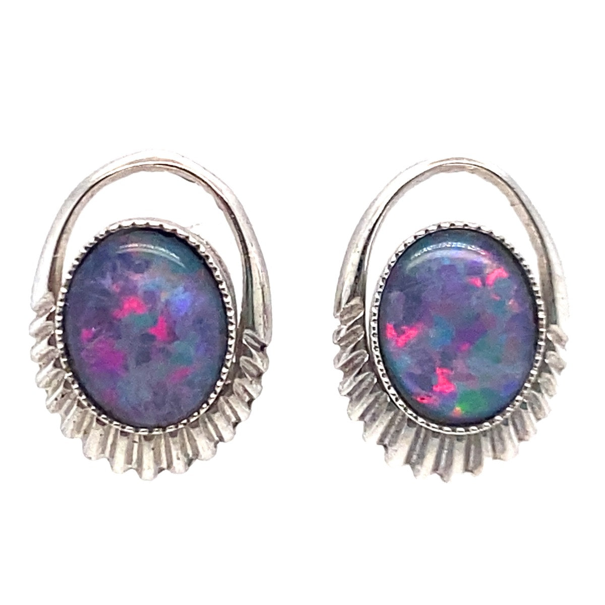 Sterling Silver Triplet Opal Earrings (TE109)