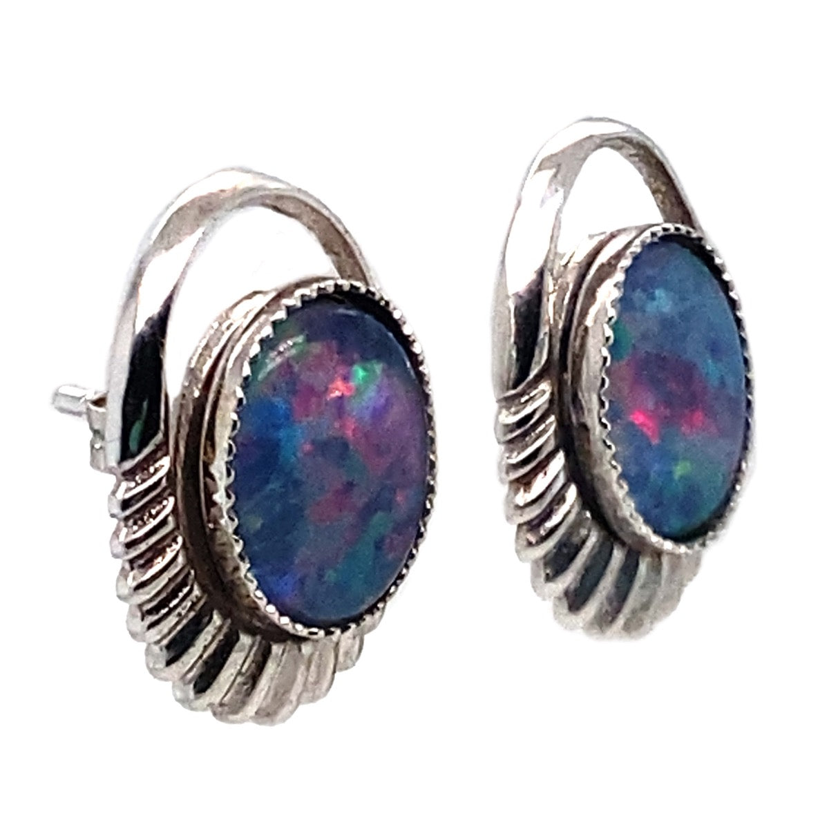 Sterling Silver Triplet Opal Earrings (TE109)