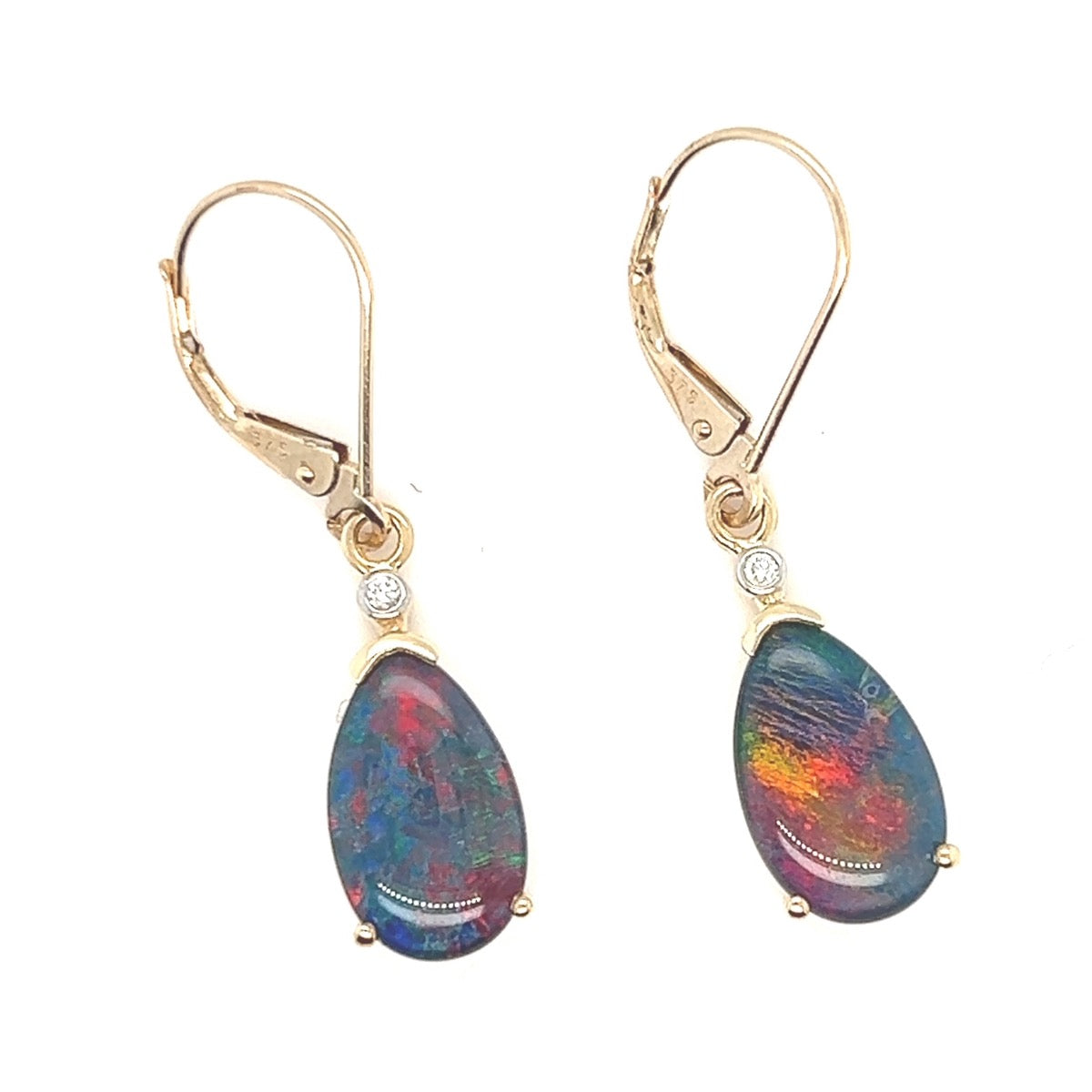 9ct Tear Drop Triplet Opal Earrings (te107)