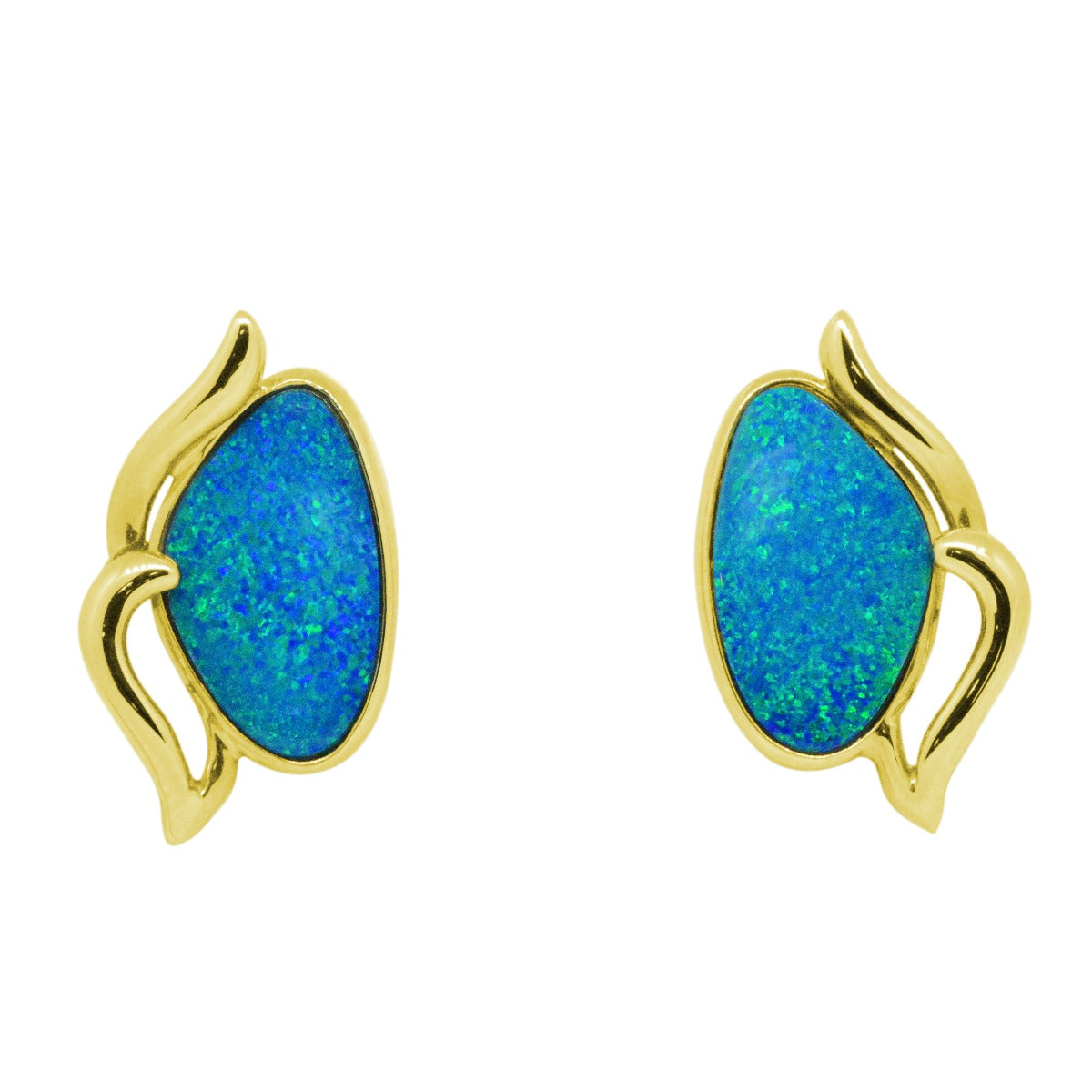 14ct Doublet Opal Gold Earrings (de7200)