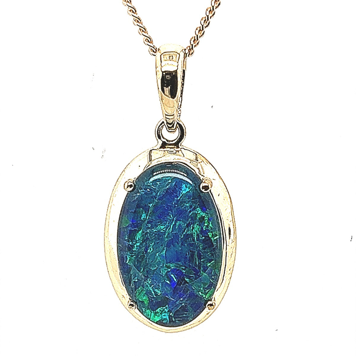 9ct Yellow Gold Triplet Opal Pendant (16x10mm)