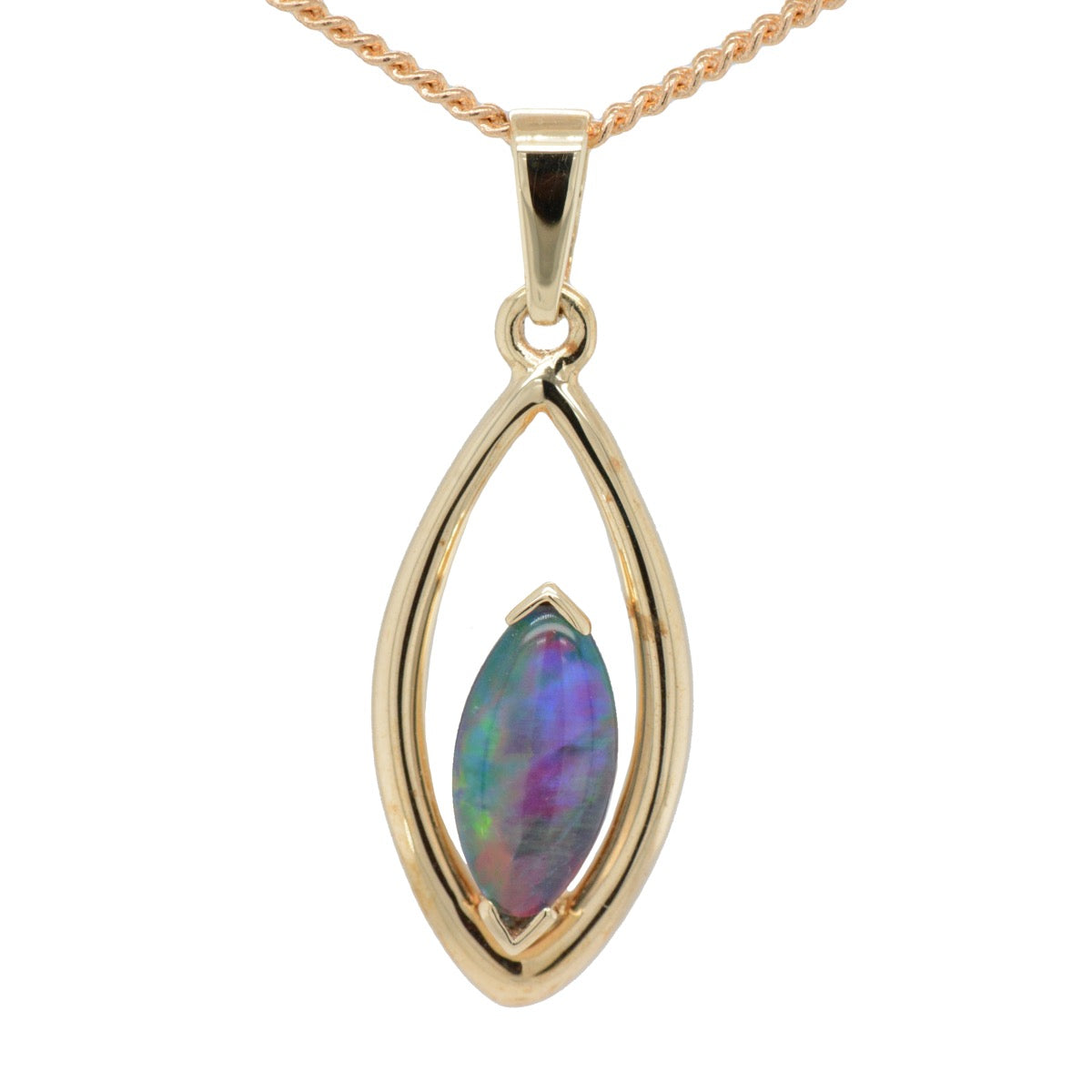 9ct Triplet Opal Marquise Pendant