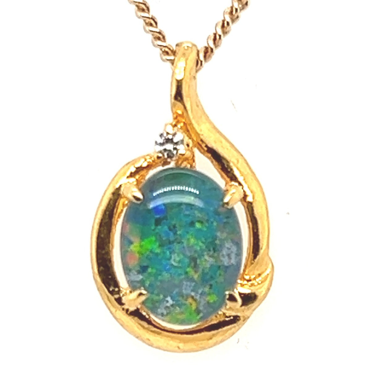 Gold plated sterling silver triplet  opal pendant (gptp8144)