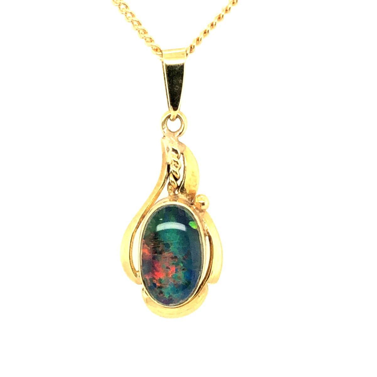 14ct Yellow Gold Triplet Opal Pendant (10mmx6mm)