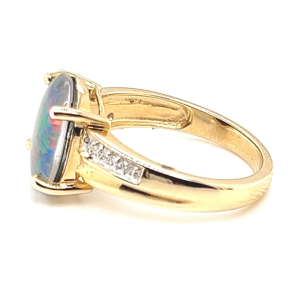 9ct Yellow Gold triplet ring with diamonds (trr108)