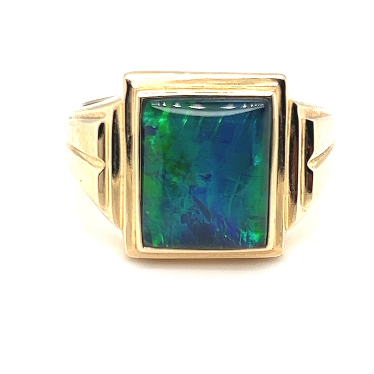 Rectangular Triplet Opal Ring Set in 9ct Gold (trr19)