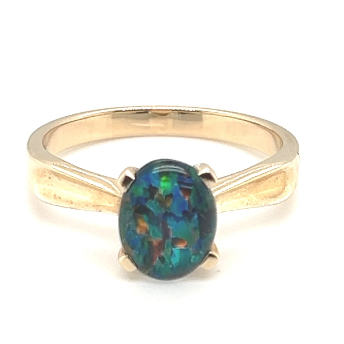 9ct Yellow Gold Triplet Opal Ring Trr37)