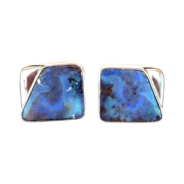 Sterling Silver Boulder Opal Cufflinks (sscuff21)