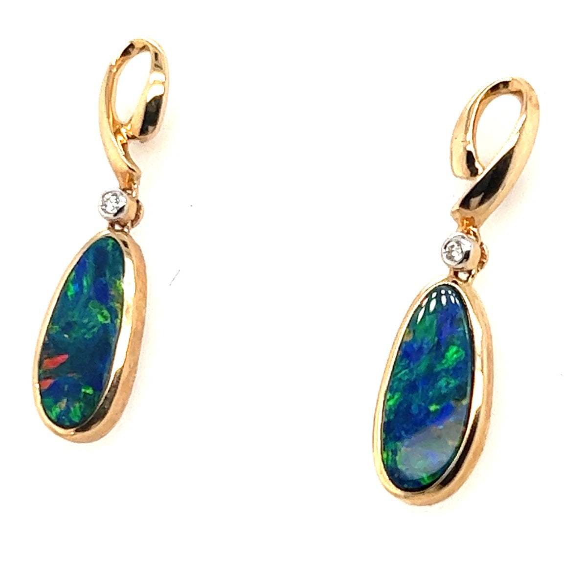 14ct Yellow Gold Doublet Opal earrings (tre23)