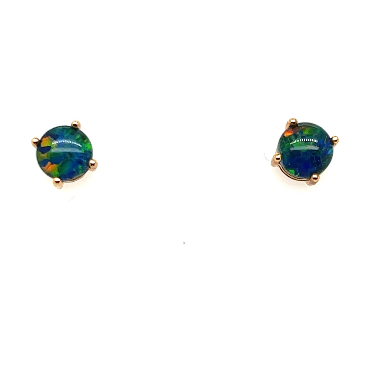 Round Triplet Opal Earrings in 9ct Gold (tre7)