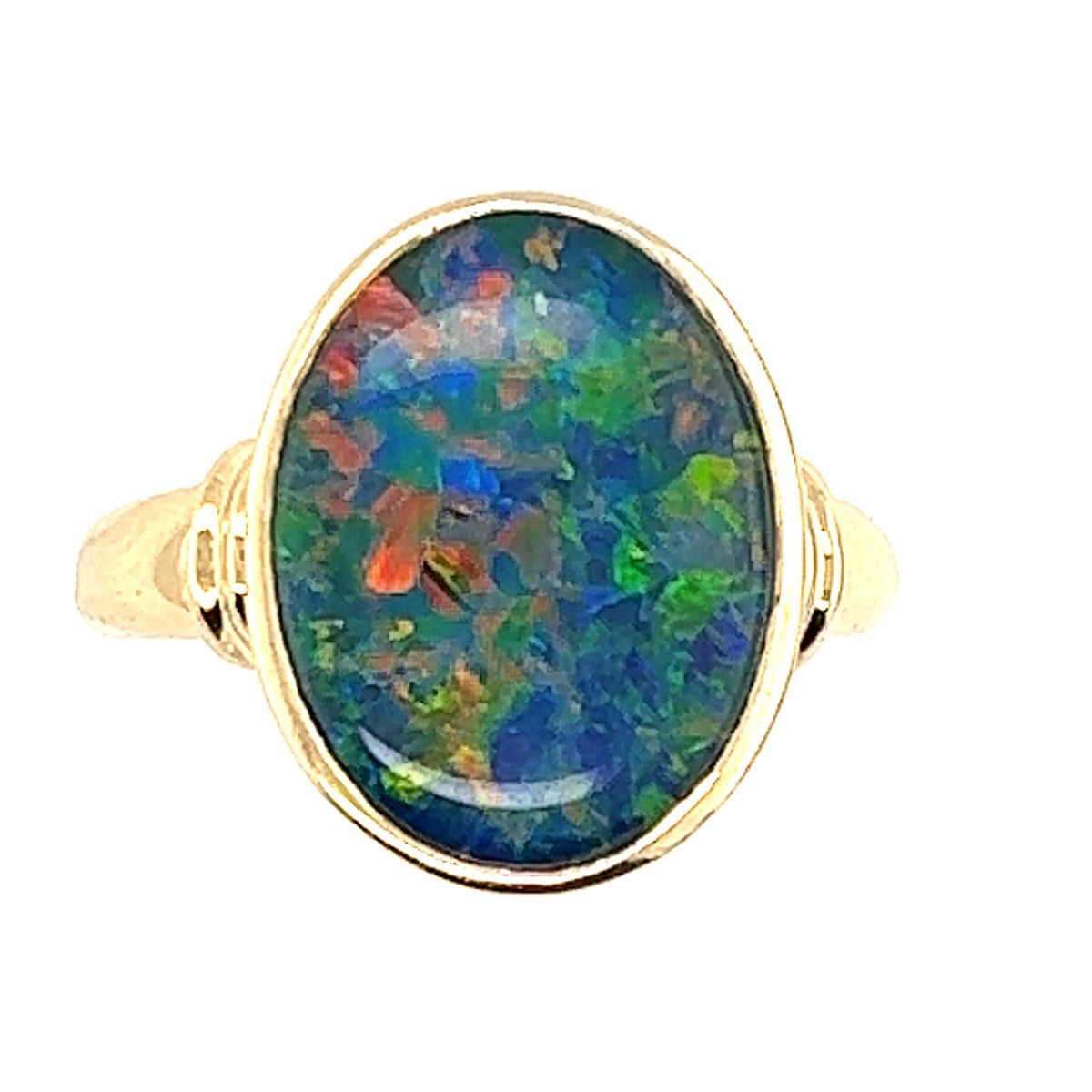 Triplet Opal Ring Set in 9ct Yellow Gold (trr13)